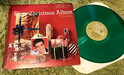 elvis presley '57 1985 green lp w/book elvis' christmas album mono afm15486 50th - Image 1 of 4