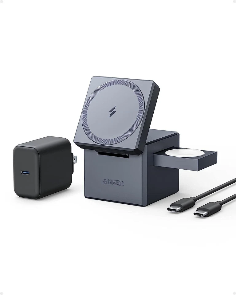 Anker 3-in-1 Cube with MagSafe 3 in 1 Charging Cube - Gray (AKY1811JA1)