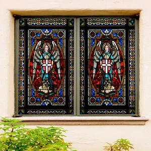 3D Angel Cross D632 Window Film Print Sticker Cling Stained Glass UV Block Amy - Picture 1 of 11