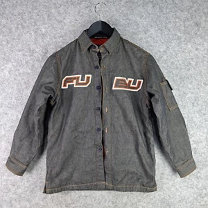 Vintage Fubu Jacket Kids Youth Small 8-10 Grey Denim Sports Collection Fleece - Picture 1 of 14