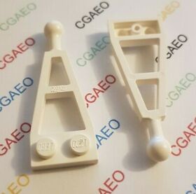 2 x LEGO 2508 Plate, Modified 1 x 2 with Long Tow Ball - White