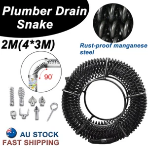 12m Drain Snake Pipe Sewer Cleaner Electric Unblocker Sink Pipeline 6 Drill Bit - Picture 1 of 14