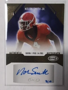 2023 SAGE Aspire Autographs Gold #ASPNSJ Nolan Smith Jr. 8/10 - Picture 1 of 2