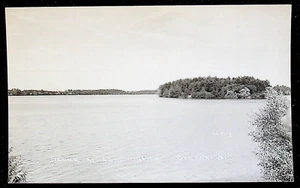 RPPC 1940s Real Photo Postcard Lake Chetek WI Island Scene 409 - Picture 1 of 2