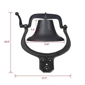 Large Church Black School Antique Vintage Style Large Cast Iron Dinner Bell USA - Picture 1 of 6