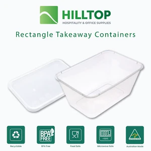 Reusable Plastic Takeaway Food Containers, Rectangle, Australian Made 500-1000ml - Picture 1 of 8