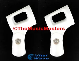 2X WHITE Handheld MICROPHONE CLIP Karaoke DJ Tripod Mic Stand Holder Clamp Mount - Picture 1 of 12