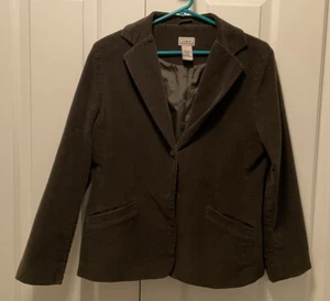 Vintage Womens LL Bean 3 Button Corduroy Blazer Jacket Dark Green Size 10P EUC - Picture 1 of 3