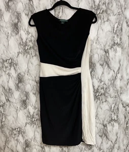Lauren Ralph Lauren Damen schwarz-weiß ärmelloses Etuikleid Größe 6 - Bild 1 von 11