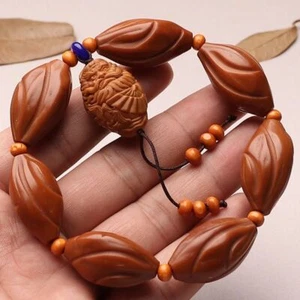 Bracciale intagliato fossa oliva perline Zhong Kui ciondolo anello singolo unisex corda a mano - Foto 1 di 12