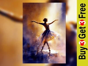 Radiant Ballet Dancer 5"x7 Print on Matte Paper | Graceful Watercolor Artwork - Picture 1 of 18