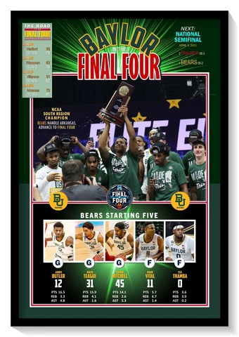 2021 FINAL FOUR TEAM: BAYLOR BEARS (26-2) COMMEMORATIVE POSTER Cover