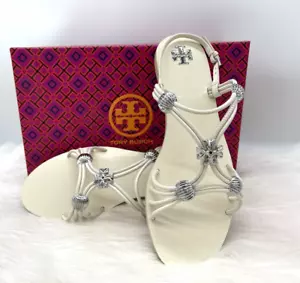 AUTÉNTICO NUEVO EN CAJA $278 TORY BURCH Mujer Capri Nuevo Sandalia Correa de Cuero de Marfil Zapato-9,5M - Imagen 1 de 12