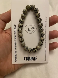 Dalmatian Jasper Bracelet Crystal Gemstone CALM HEAL ANIMALS DOGS INNER CHILD - Picture 1 of 2