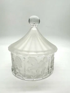 Goebel Circus Tent Box w/lid Leaded Frosted Crystal Horses MINT vintage Germany - Picture 1 of 10