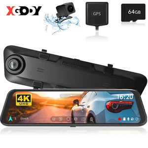XGODY 12Inch Rearview Mirror Dash Cam 4K Front and Rear Dual Lens Video Recorder - Picture 1 of 17