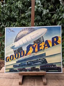 Vintage AAA Sign Co Goodyear Zeppelin Metal Tin Advertising Sign - Picture 1 of 6