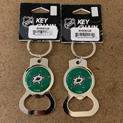 Lot of 2 NHL Dallas Stars Hockey Logo Bottle Opener Key Chains NWT Cover