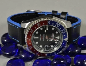 PULSERA RELOJ 22 20 18 NEGRO AZUL CUERO AUTÉNTICO CORREA IMOLA PARA SEIKO ETC MA CORREA - Imagen 1 de 12
