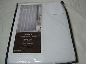 NEW Victoria Classics Vegas Fabric Shower Curtain White 70x70 NIP