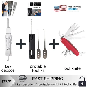 Coltello Multiutensile + Decoder Serratura SS001 PRO + Kit Apriporta Campeggio e Emergenza - Foto 1 di 18