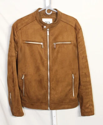 ZARA Faux Mens Suede Moto Biker Jacket sz. L - Image 1 of 4