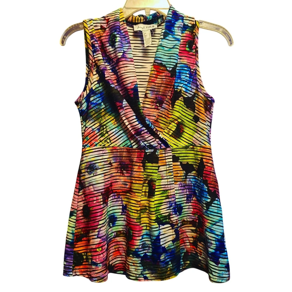 Joseph Ribkoff striped floral tank top - Image 1 of 4