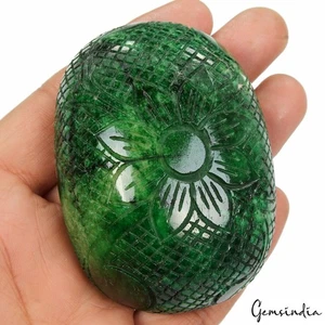 1100 Ct Natural Green Brazilian Emerald Oval Hand Carving Earth Mined Gemstone - Picture 1 of 5