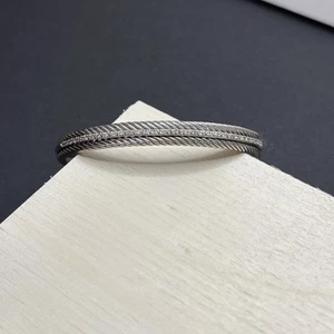 David Yurman Double Cable Diamond Cuff Bracelet 14k Sterling Silver 925 7.5” 22g - Picture 1 of 8