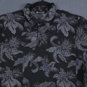 Travis Mathew 12 O'Clock Somewhere Golf Polo Herren Medium schwarz tropisch AOP Shirt - Bild 1 von 8