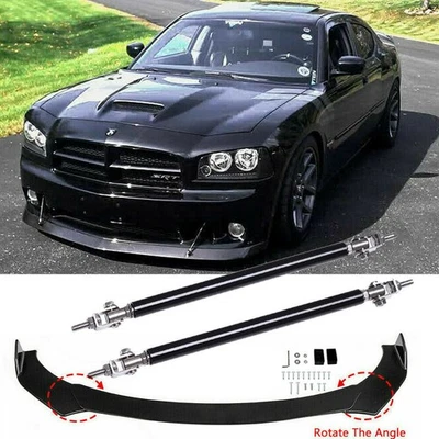 🔥Front Bumper Lip Spoiler Splitter+Strut Rods For Dodge Charger Challenger SXT - Image 1 of 4