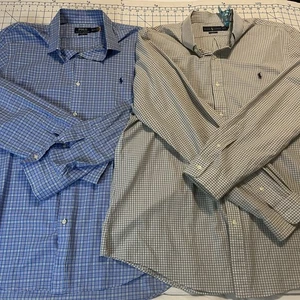 2 Camisas Ralph Lauren Para Hombre 2XL Calce Ajustado Abotonadas Manga Larga Azul Gris - Imagen 1 de 14