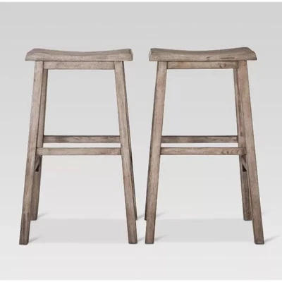 29" Trenton Saddle Seat Barstool in Dark Gray Wash - Set of 2 - Image 1 of 2