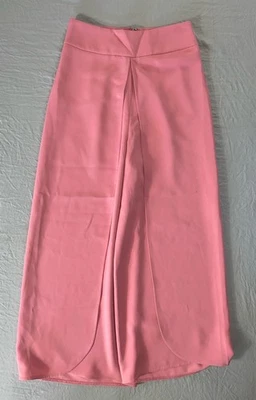 Express Wide Leg Extreme Slit Wrapped Microfiber Pants, Trousers. Pink, 00R MINT - Image 1 of 4