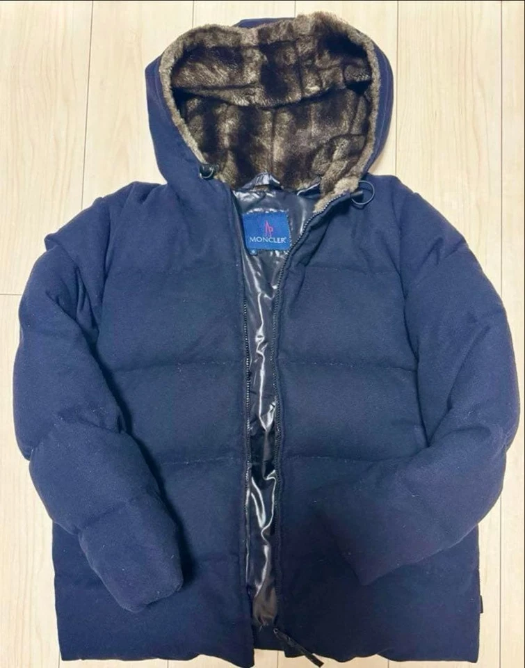 MONCLER Puffer Jacket wool blue tag navy - Image 1 of 4