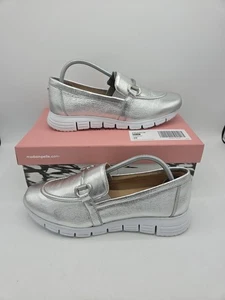 MODA IN PELLE Loafers Women's Silver Size UK 6 EU 39 Francie Wedge Shoes Leather - Picture 1 of 9