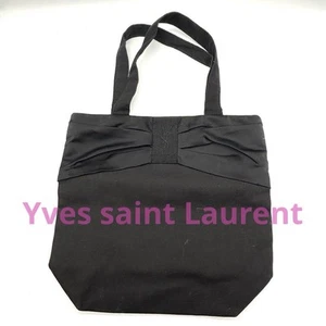 Yves Saint Laurent Ysl Logo Embroidered Satin Ribbon Motif Tote Bag Women Luxury - Picture 1 of 10