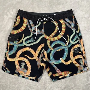 Vissla Boardshorts Herren 32 Taille schwarz farbig Schlangenmuster schnelltrocknend Stretch - Bild 1 von 11