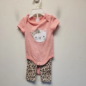 Cutie Pie Completo Tre Pezzi Neonato Bambina 3/6 Mesi Gatto Rosa Leopardo Nuovo - Foto 1 di 2