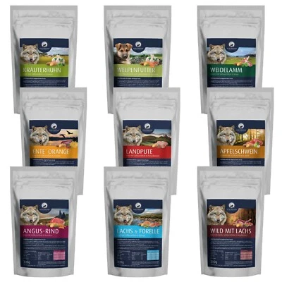 Hundefutter 3 x 300g Wolfsmond Pute Lamm Lachs Rind Ente Schwein Huhn 7 Sorten
