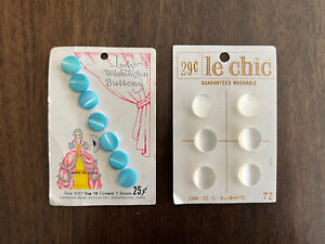 Set of 7 NEW Vintage Lady Washington Light Blue Buttons On Card & Le Chic White