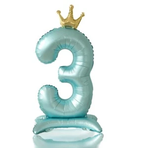 Number 3 Crown Foil Balloons Blue 42 Inch Birthday Party Supplies Decoration - Picture 1 of 4
