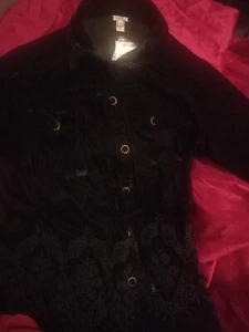 River Island black velvet shirt - Picture 1 of 3