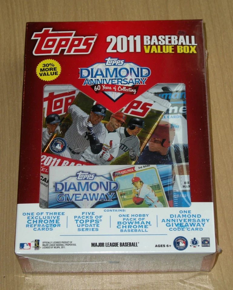 2011 Topps baseball sealed Value box 5 Update + 1 Bowman Chrome Trout? Harper? - Image 1 of 1