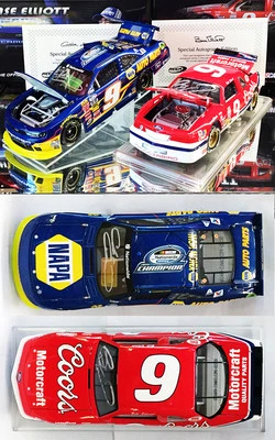 AUTOGRAPHED CHASE & BILL ELLIOTT NASCAR CHAMPIONS 2-CAR SET 1/24 ACTION DIECAST - Image 1 of 4