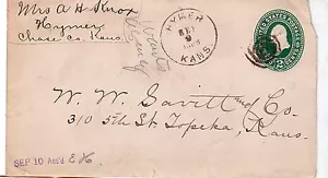 CDS Hymer KANS 9 de septiembre 1895 con asesino de objetivos en carta U311 - Imagen 1 de 1