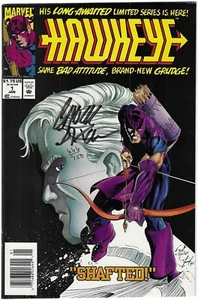 SIGNED Hawkeye #1 MARVEL COMIC BOOK Chuck Dixon AUTOGRAPH COA Avengers newsstand - Picture 1 of 3