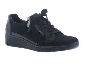 Rieker 53716-00 Scarpe da ginnastica casual da donna nere UK7,5 EU41 - Foto 1 di 8