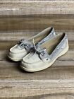 Sperry Women's Metallic Silver Leather Angelfish Mesh Boat Shoes Sz 9.5 M