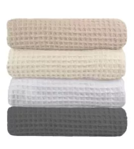 New Premium 100% Cotton 350gsm Waffle Blanket Single/Queen Size In Four colors - Picture 1 of 10
